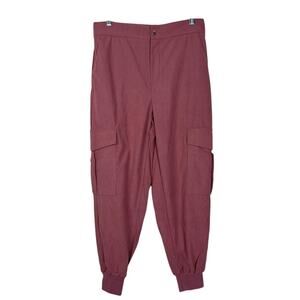 NWT Area Stars Mauve Pink Waffle Textured Knit Cargo Jogger Pants Size L